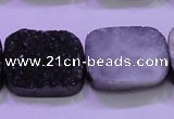 CAG8257 Top drilled 18*25mm rectangle black plated druzy agate beads