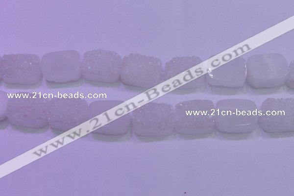 CAG8260 Top drilled 20*30mm rectangle white plated druzy agate beads