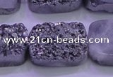 CAG8262 Top drilled 20*30mm rectangle silver plated druzy agate beads