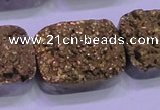 CAG8263 Top drilled 20*30mm rectangle glod plated druzy agate beads