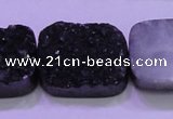 CAG8267 Top drilled 20*30mm rectangle black plated druzy agate beads