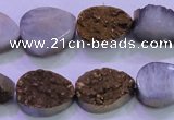 CAG8273 7.5 inches 10*14mm teardrop gold plated druzy agate beads