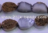 CAG8283 7.5 inches 12*16mm teardrop gold plated druzy agate beads