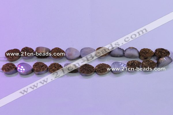 CAG8283 7.5 inches 12*16mm teardrop gold plated druzy agate beads