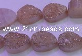 CAG8291 7.5 inches 13*18mm teardrop champagne plated druzy agate beads