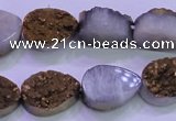 CAG8293 7.5 inches 13*18mm teardrop gold plated druzy agate beads