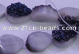 CAG8296 7.5 inches 13*18mm teardrop blue plated druzy agate beads