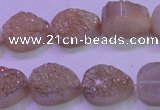 CAG8301 7.5 inches 15*20mm teardrop champagne plated druzy agate beads