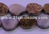 CAG8303 7.5 inches 15*20mm teardrop gold plated druzy agate beads