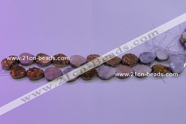 CAG8303 7.5 inches 15*20mm teardrop gold plated druzy agate beads
