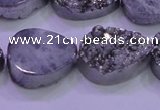 CAG8312 7.5 inches 18*25mm teardrop silver plated druzy agate beads