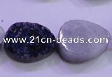 CAG8316 7.5 inches 18*25mm teardrop blue plated druzy agate beads