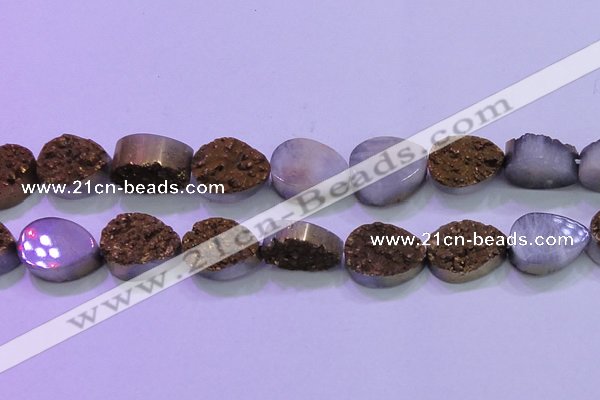 CAG8323 7.5 inches 20*30mm teardrop gold plated druzy agate beads