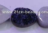 CAG8326 7.5 inches 20*30mm teardrop blue plated druzy agate beads