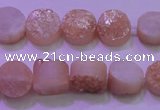 CAG8331 7.5 inches 10mm coin champagne plated druzy agate beads