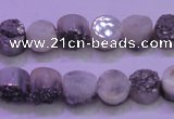 CAG8332 7.5 inches 10mm coin silver plated druzy agate beads