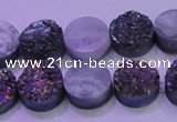 CAG8334 7.5 inches 10mm coin rainbow plated druzy agate beads