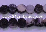 CAG8337 7.5 inches 10mm coin black plated druzy agate beads