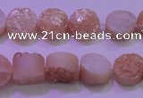 CAG8341 7.5 inches 12mm coin champagne plated druzy agate beads