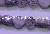 CAG8342 7.5 inches 12mm coin silver plated druzy agate beads