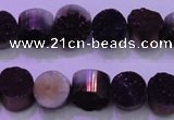 CAG8345 7.5 inches 12mm coin purple plated druzy agate beads