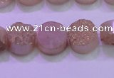 CAG8351 7.5 inches 14mm coin champagne plated druzy agate beads