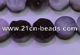 CAG8355 7.5 inches 14mm coin purple plated druzy agate beads