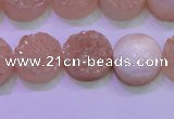 CAG8361 7.5 inches 16mm coin champagne plated druzy agate beads