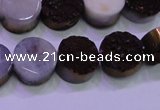 CAG8365 7.5 inches 16mm coin purple plated druzy agate beads