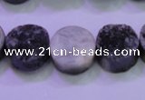 CAG8367 7.5 inches 16mm coin black plated druzy agate beads