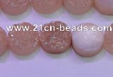 CAG8371 7.5 inches 18mm coin champagne plated druzy agate beads