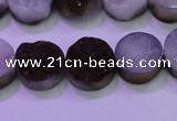 CAG8375 7.5 inches 18mm coin purple plated druzy agate beads