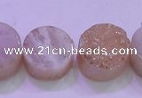 CAG8381 7.5 inches 20mm coin champagne plated druzy agate beads