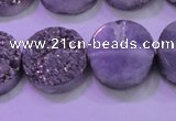 CAG8382 7.5 inches 20mm coin silver plated druzy agate beads