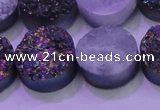 CAG8384 7.5 inches 20mm coin rainbow plated druzy agate beads