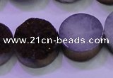 CAG8385 7.5 inches 20mm coin purple plated druzy agate beads