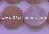 CAG8391 7.5 inches 25mm coin champagne plated druzy agate beads