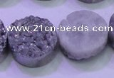 CAG8392 7.5 inches 25mm coin silver plated druzy agate beads