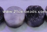 CAG8397 7.5 inches 25mm coin black plated druzy agate beads