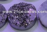 CAG8412 7.5 inches 35mm coin silver plated druzy agate beads