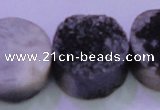 CAG8417 7.5 inches 35mm coin black plated druzy agate beads
