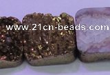 CAG8429 7.5 inches 30*30mm square gold plated druzy agate beads