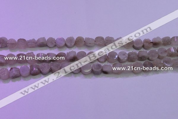 CAG8430 15.5 inches 10mm coin grey druzy agate gemstone beads