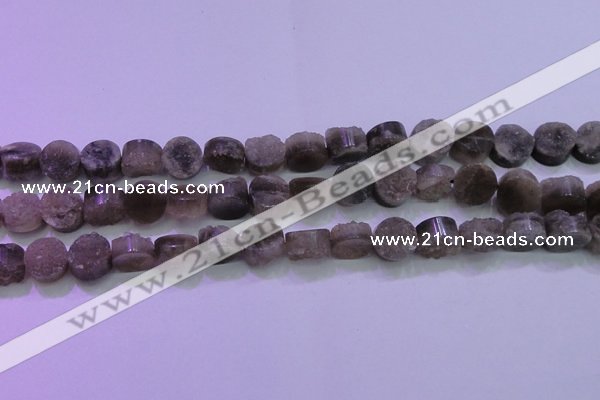 CAG8431 15.5 inches 12mm coin grey druzy agate gemstone beads