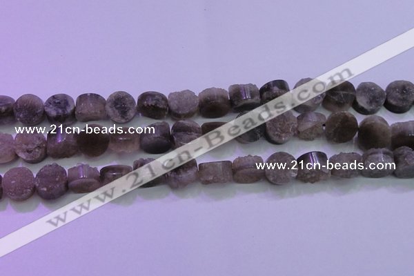 CAG8432 15.5 inches 14mm coin grey druzy agate gemstone beads