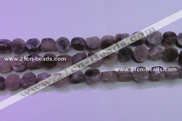 CAG8433 15.5 inches 16mm coin grey druzy agate gemstone beads