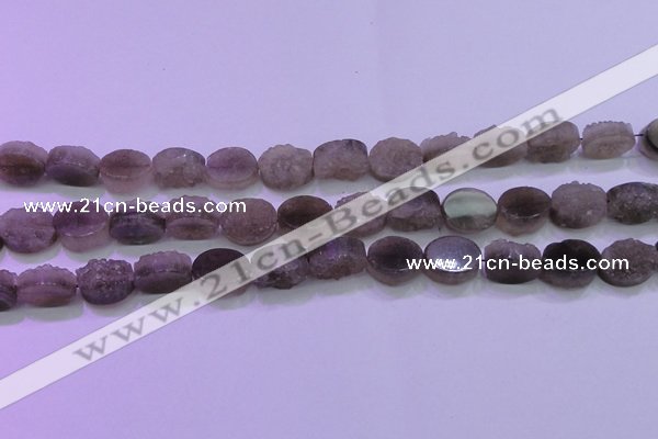 CAG8441 15.5 inches 10*14mm oval grey druzy agate gemstone beads