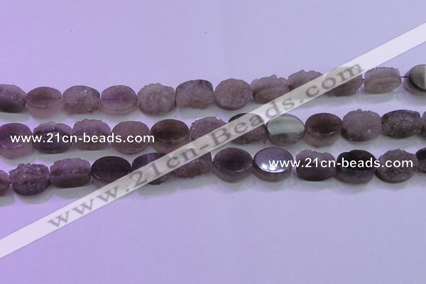 CAG8442 15.5 inches 12*16mm oval grey druzy agate gemstone beads