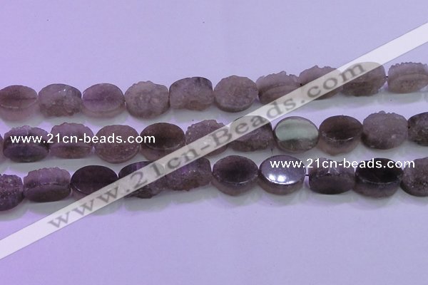 CAG8444 15.5 inches 15*20mm oval grey druzy agate gemstone beads