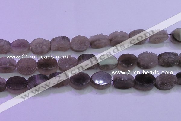 CAG8445 15.5 inches 18*25mm oval grey druzy agate gemstone beads